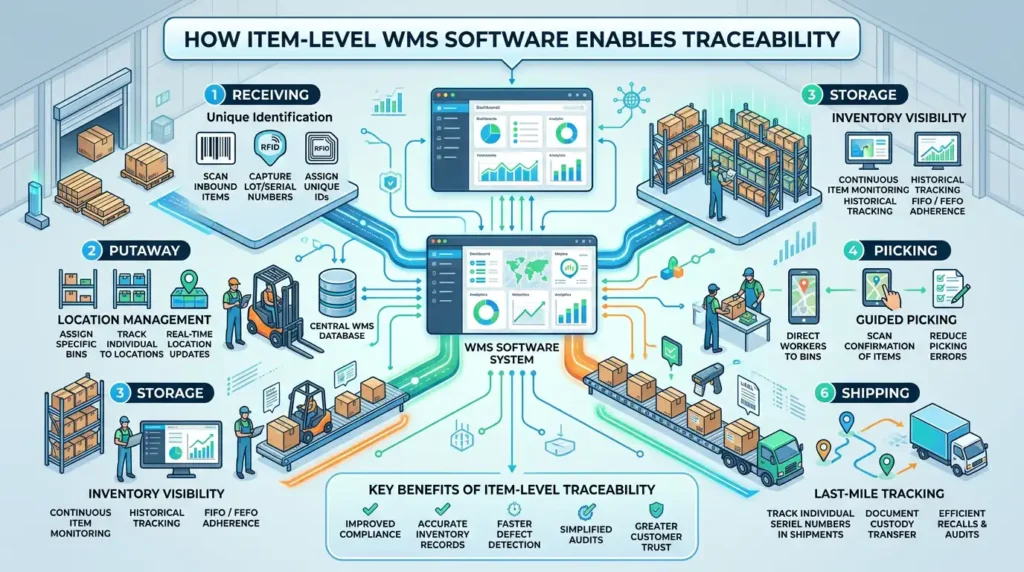 Traceability dengan item level WMS Software - Software WMS Indonesia